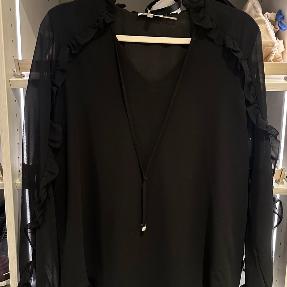 Calvin Klein Black Ruffle Blouse